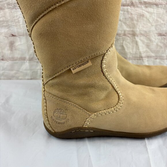 Timberland Women's 8.5 Beige Suede Insulated Tall Waterproof Winter Boots - Picture 5 of 15